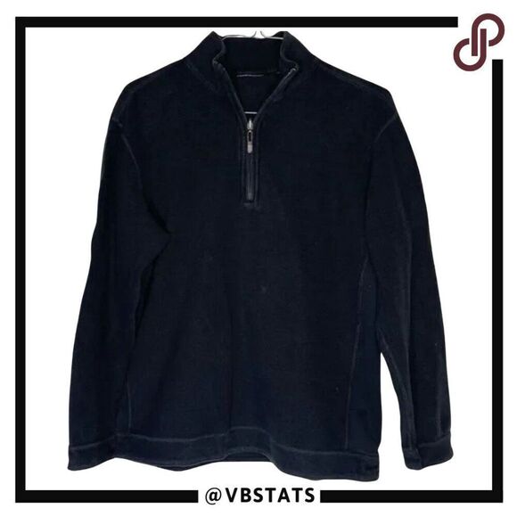 Tommy Bahama Black 1/4 Zip Top in Size Medium - Picture 1 of 7